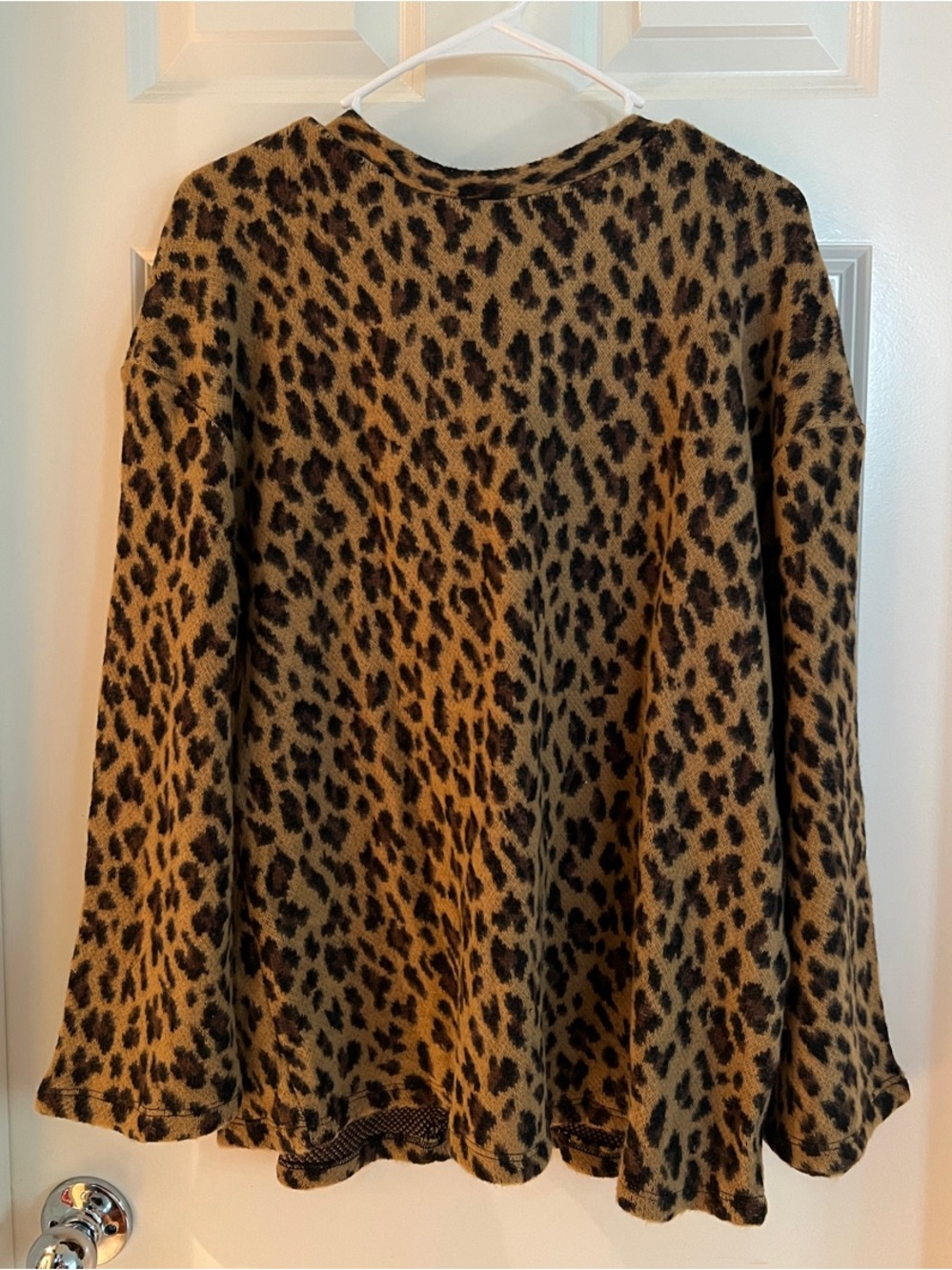 Zara Leopard Print Scoop Neck Sweater in Tan and Black